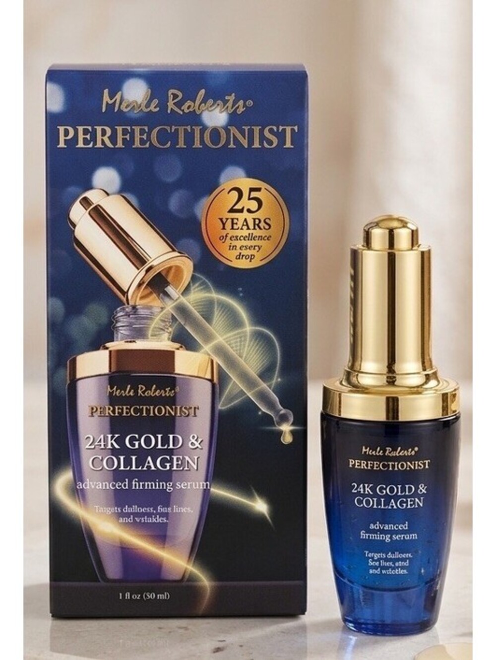 Merle Roberts Perfectionist 24K Gold & Collagen Advanced Firming Serum 1 fl oz - Picture 1 of 2